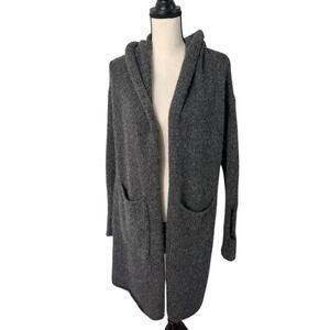 Raquel Allegra Dark Gray Alpaca Wool Hooded Longline Sweater 1 / Small Warm Cozy